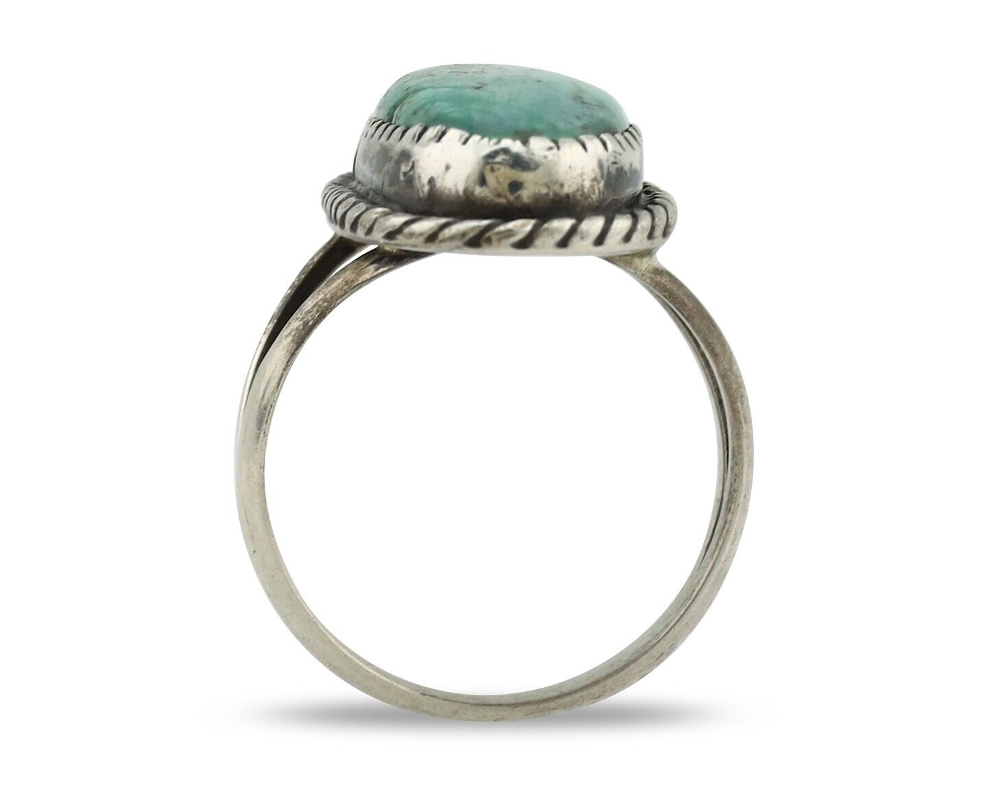 Navajo Ring 925 Silver Kingman Turquoise Native American Artist C.80's