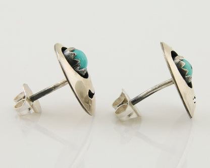 Navajo Handmade Earrings 925 Silver Turquoise Native American Artist C.80's