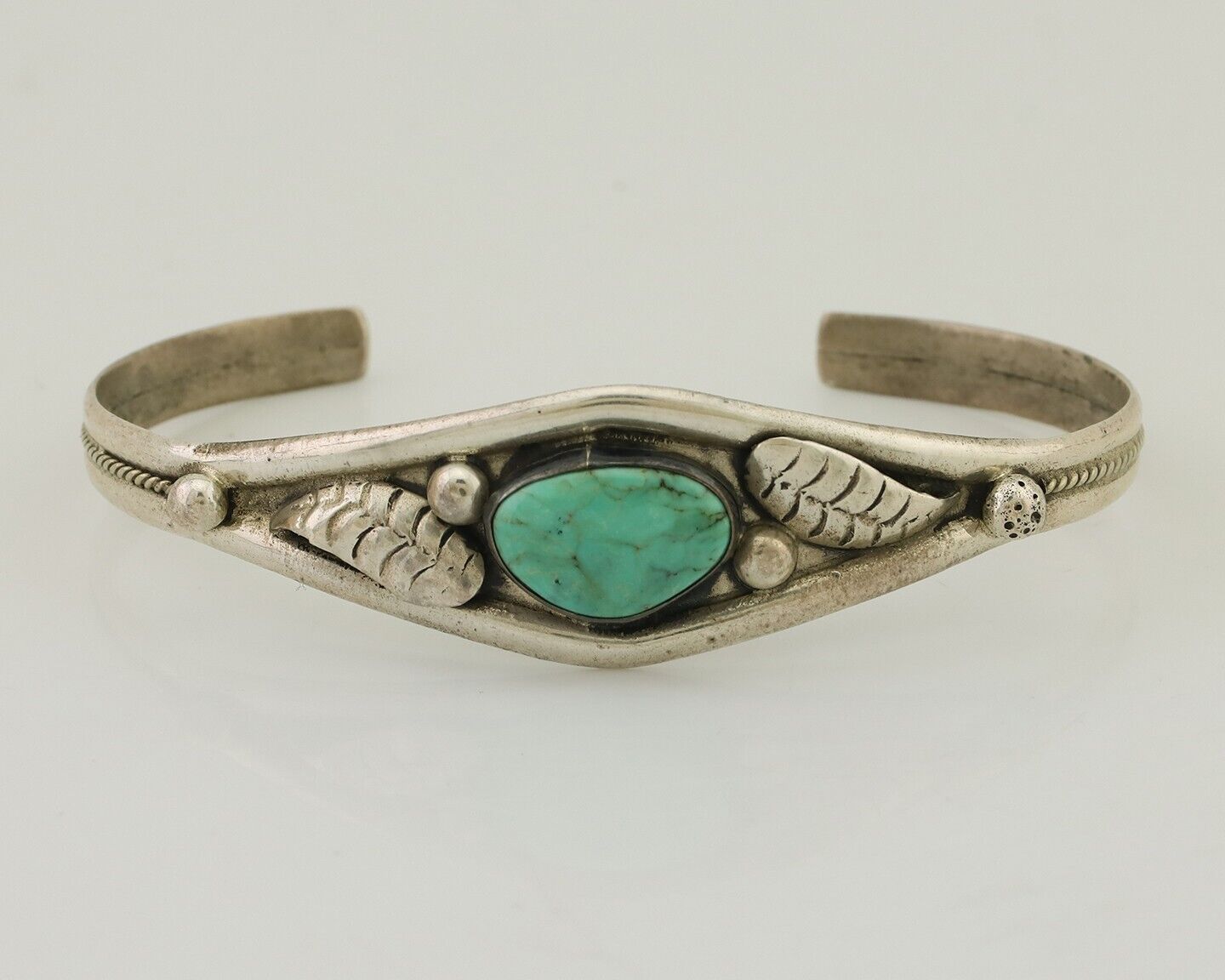 Navajo Bracelet 925 Silver Kingman Turquoise Native American Artist C.80's