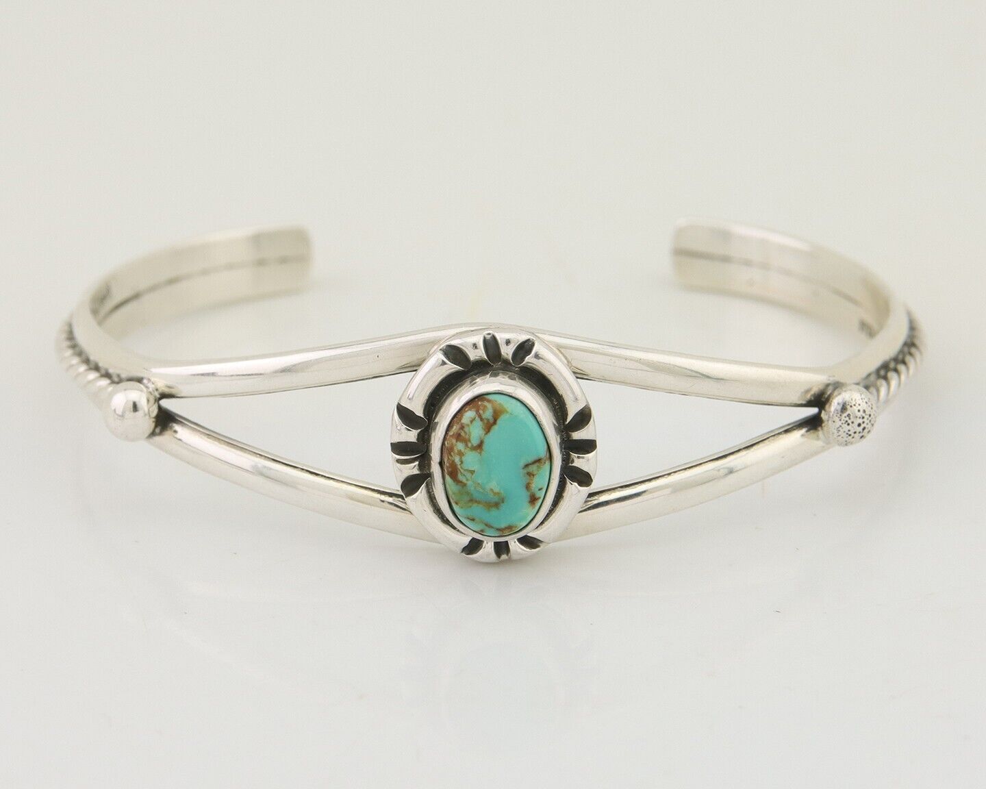 Navajo Bracelet 925 Silver Blue Turquoise Artist Signed Gecko C.80's