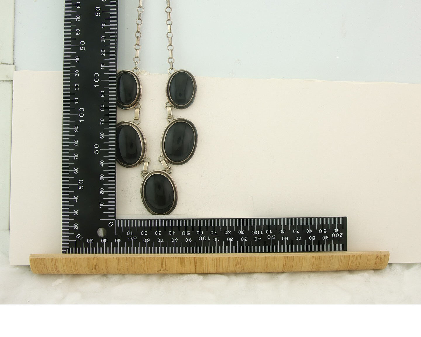 Vintage Navajo Necklace 925 Silver Natural Onyx Native Artist
