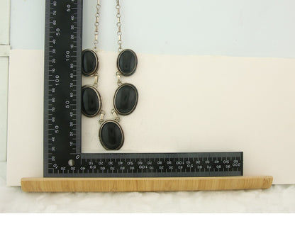 Vintage Navajo Necklace 925 Silver Natural Onyx Native Artist