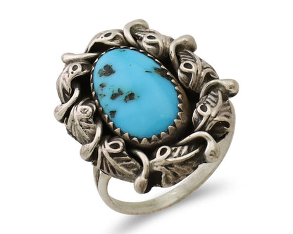 Navajo Handmade Ring 925 Silver Blue Turquoise Native American Artist C.80's