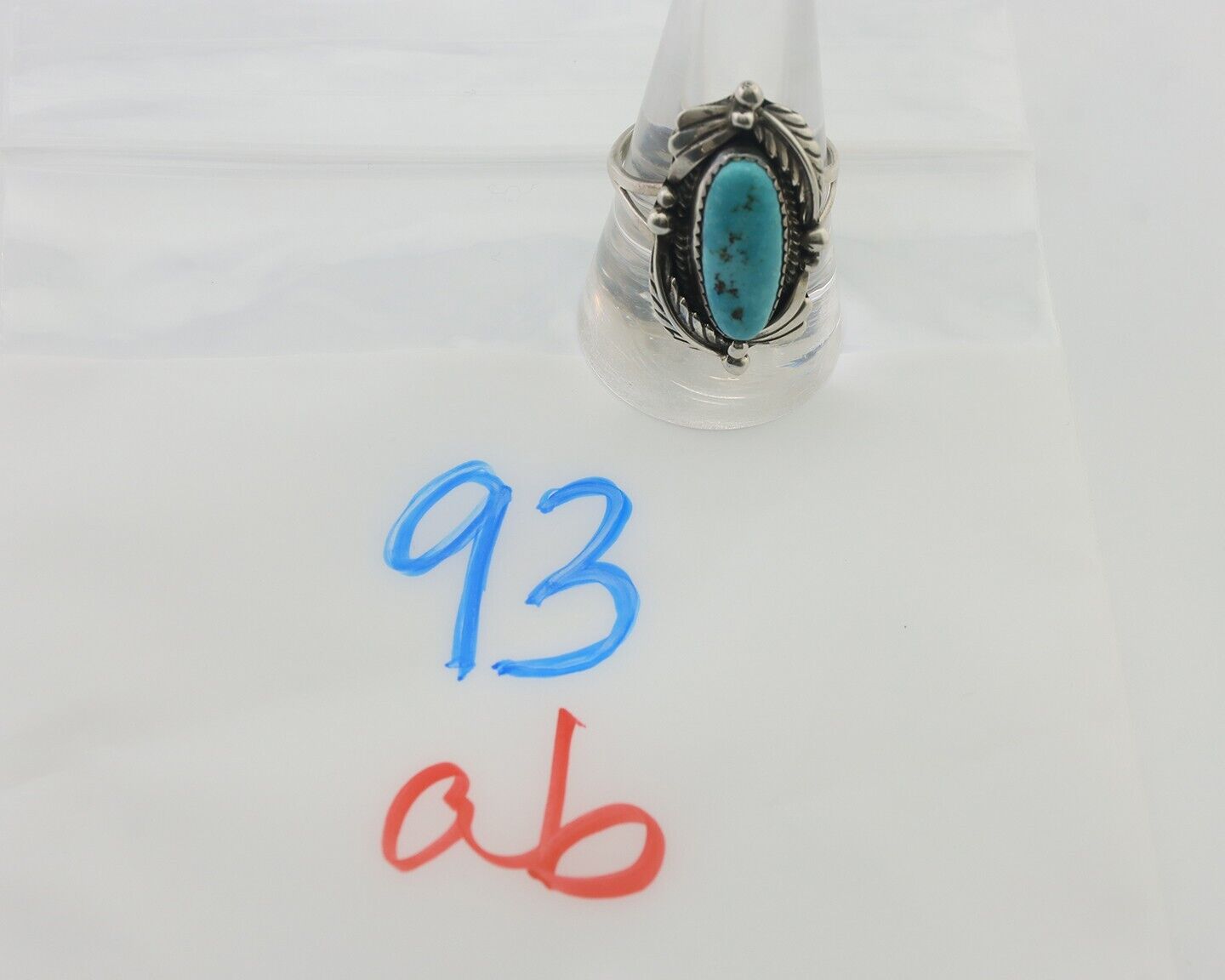Navajo Ring 925 Silver Beautiful Blue Turquoise Native American Artist C.80's