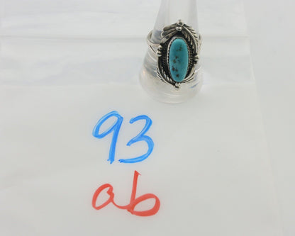Navajo Ring 925 Silver Beautiful Blue Turquoise Native American Artist C.80's