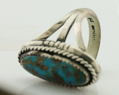 Navajo Handmade Ring 925 Silver Nevada Turquoise Artist Signed TS C.80's