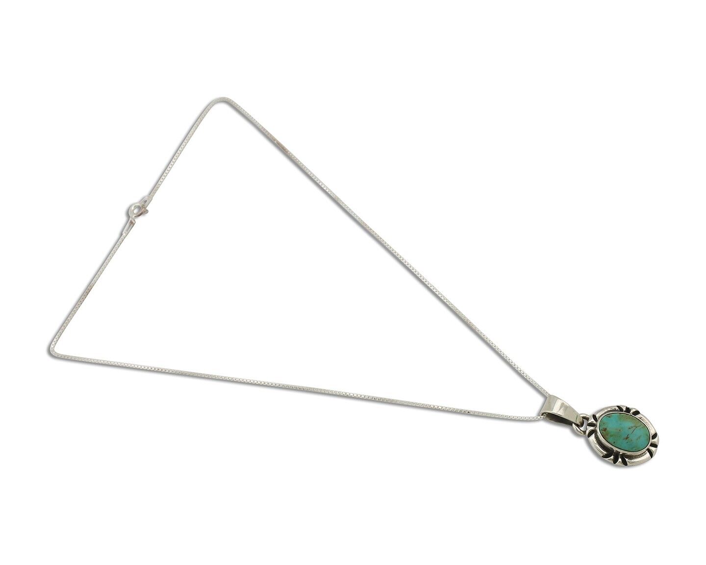 Navajo Necklace 925 Silver Arizona Turquoise Handmade Signed Gecko C.90's