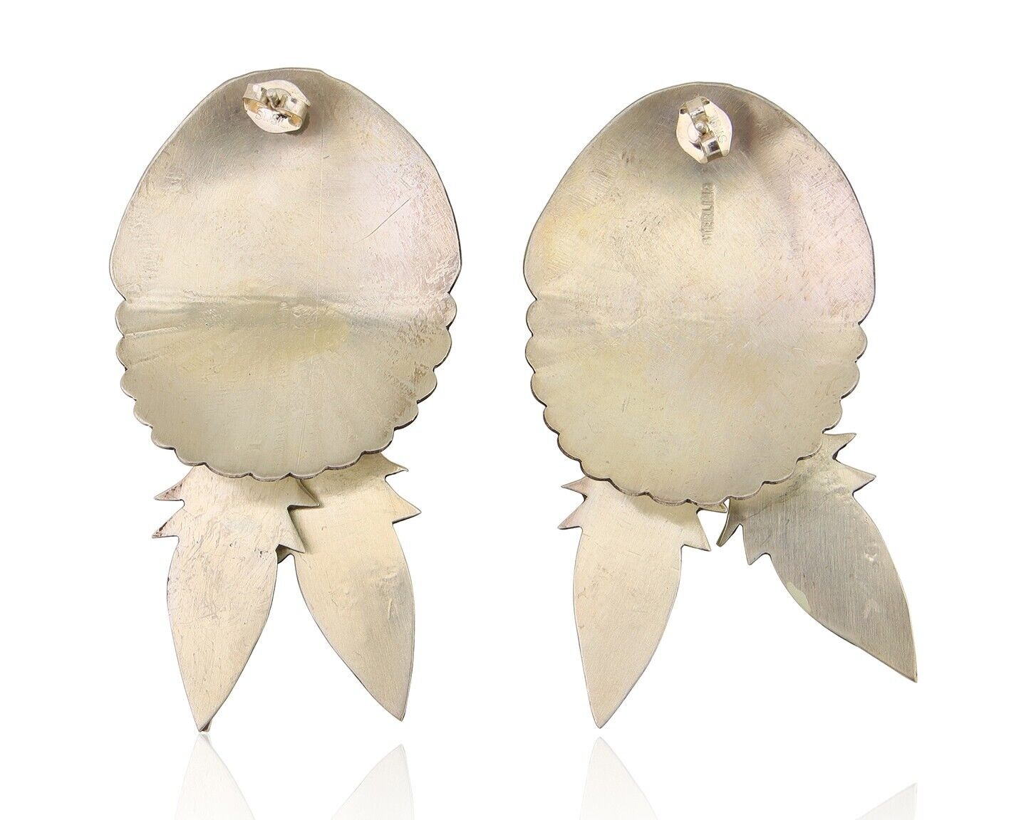 Navajo Handmade Earrings 925 Silver Onyx Native American Artist C.80's