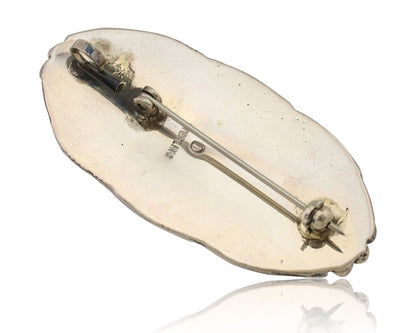 Navajo Pin Pendant 925 Silver Turquoise Hand Stamped Artist Signed D C.80's