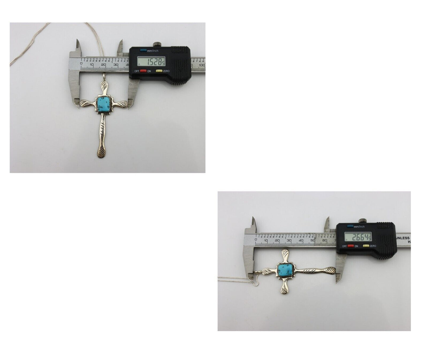 Zuni Cross Pendant .925 Silver SB Turquoise Artist Signed L C.80's