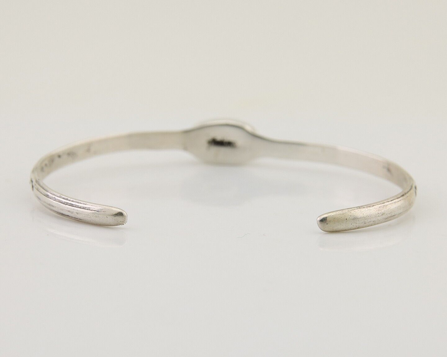 Navajo Hand Stamped Cuff Bracelet Turquoise 925 Silver Native American Artist