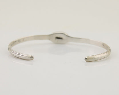 Navajo Hand Stamped Cuff Bracelet Turquoise 925 Silver Native American Artist