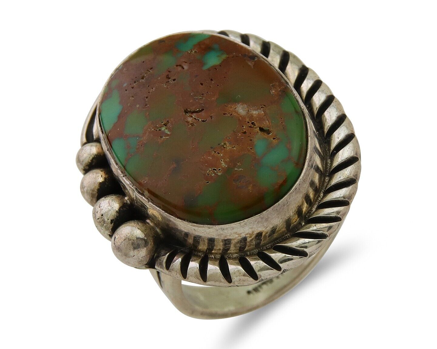 Navajo Ring 925 Sterling Silver Natural Turquoise Signed Mike Begay C.80's