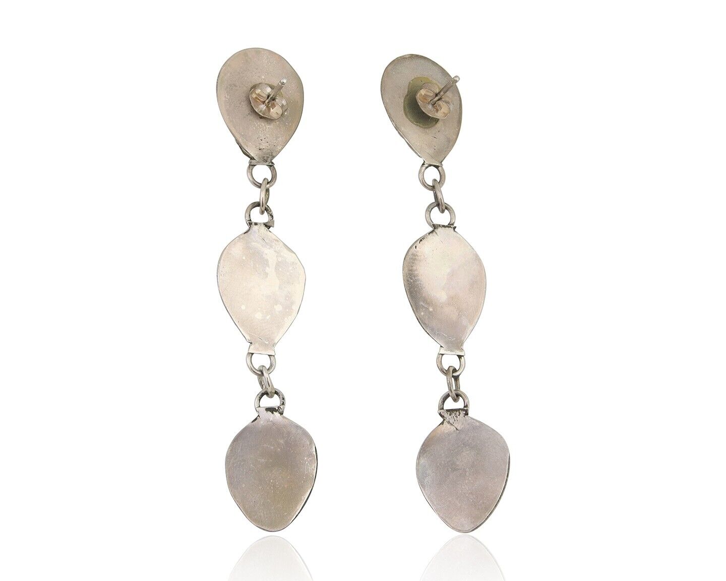 Navajo Paw Earrings 925 Silver Kingman Turquoise Native American Artist C.80's