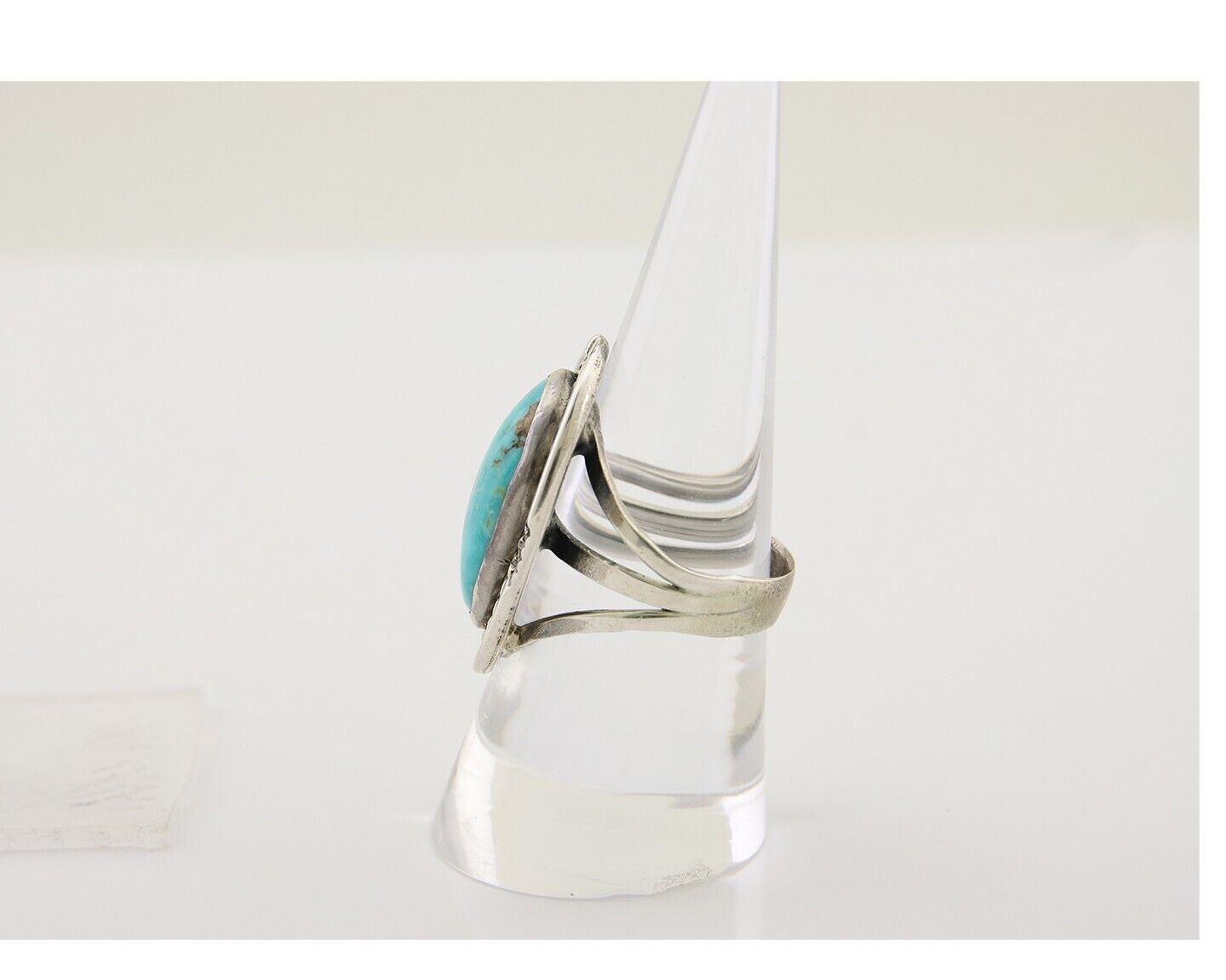 Navajo Ring .925 Silver Nevada Turquoise Artist Signed JT C.80's