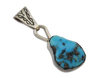 Navajo Sleeping Beauty Turquoise Pendant 925 Silver Signed Tony Guerro C.80's