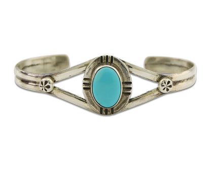 Navajo Cuff Bracelet 925 Silver Turquoise Native American Artist Handmade C.80's