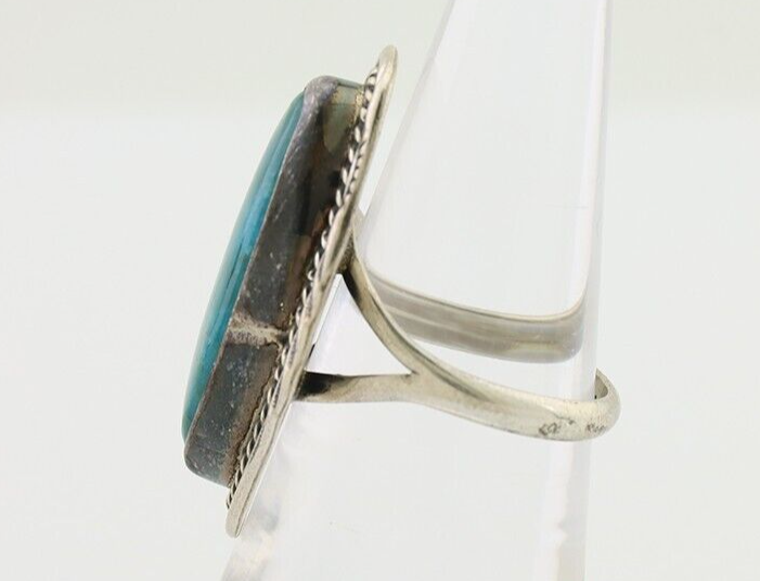 Navajo Ring 925 Silver Kingman Turquoise Native American Artist C.80's