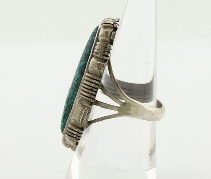Navajo Ring 925 Silver Spiderweb Turquoise Signed WIEHE & RLI C.80's