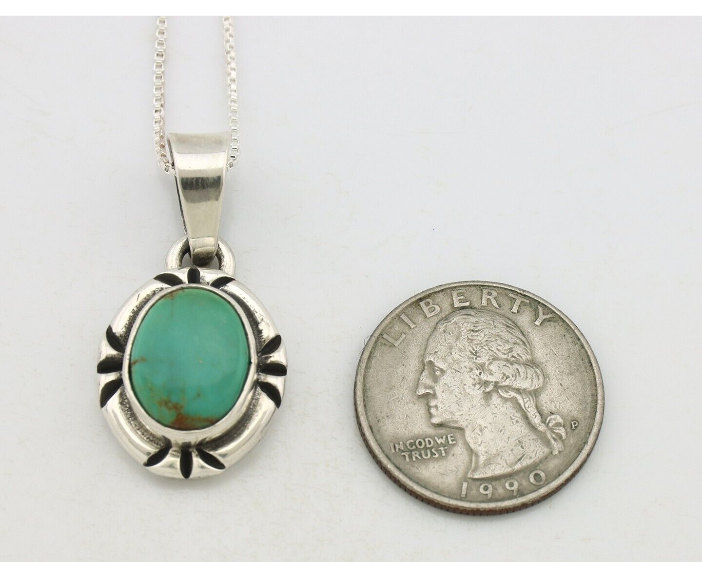 Navajo Necklace 925 Silver Arizona Turquoise Handmade Signed Gecko C.90's