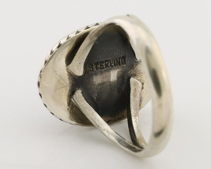 Navajo Ring 925 Silver Kingman Turquoise Native American Artist C.80's