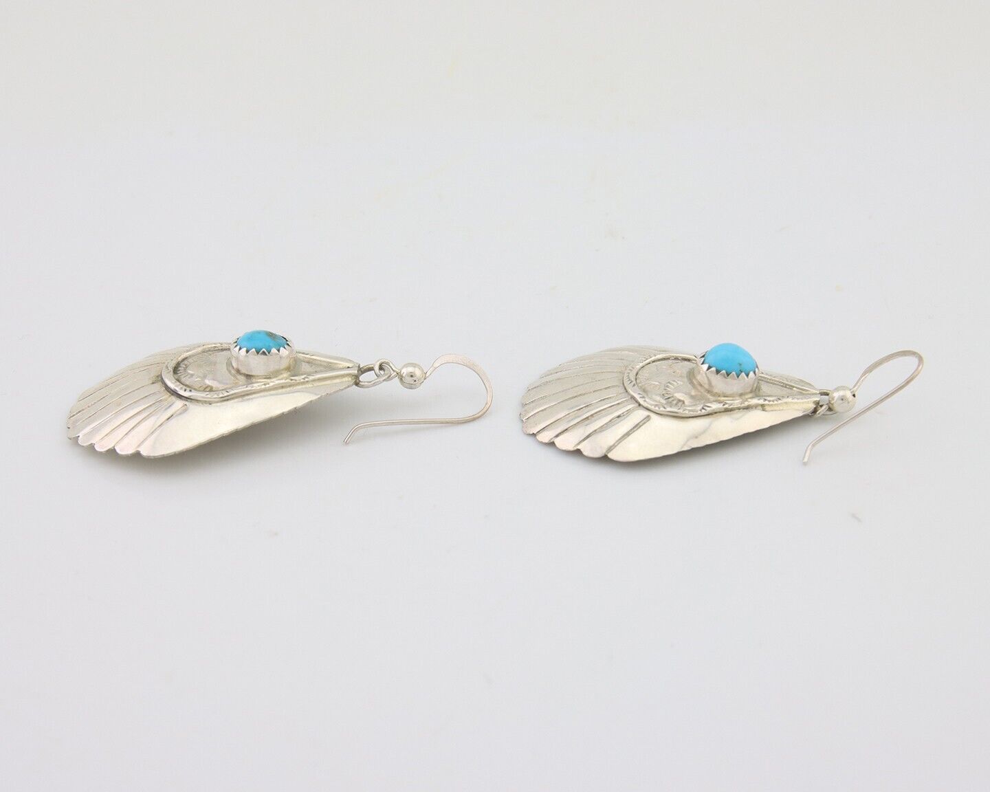 Navajo Earrings 925 Silver Turquoise Artist Signed Dean Brown C.80's