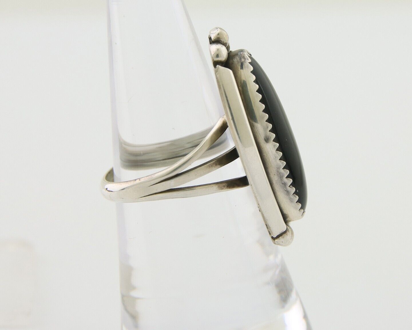 Navajo Handmade Ring 925 Silver Black Onyx Artist Signed SC C.80's