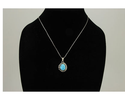 Navajo Necklace 925 Silver Natural Turquoise Artist M Montoya C.80's