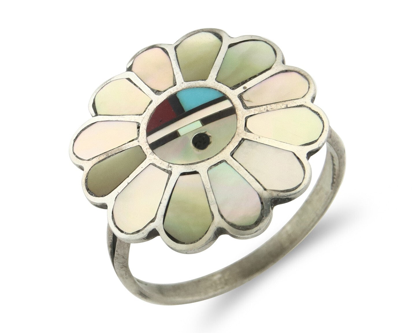 Vintage Zuni Ring 925 Sterling Silver Natural Gemstone Size 7.25