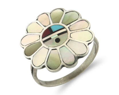 Vintage Zuni Ring 925 Sterling Silver Natural Gemstone Size 7.25