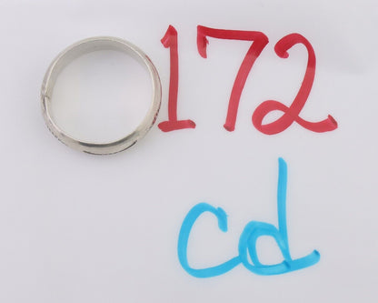Navajo Hand Stamped Band 925 Silver 6.0 mm Signed Larry Chavez Size 10.25 C.80's