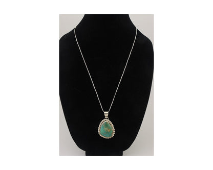 Navajo Necklace 925 Silver Natural Turquoise Signed Sunset C.85