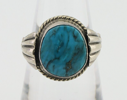 Navajo Ring 925 Silver Natural Turquoise Native American Artist C.80's Size 6.5
