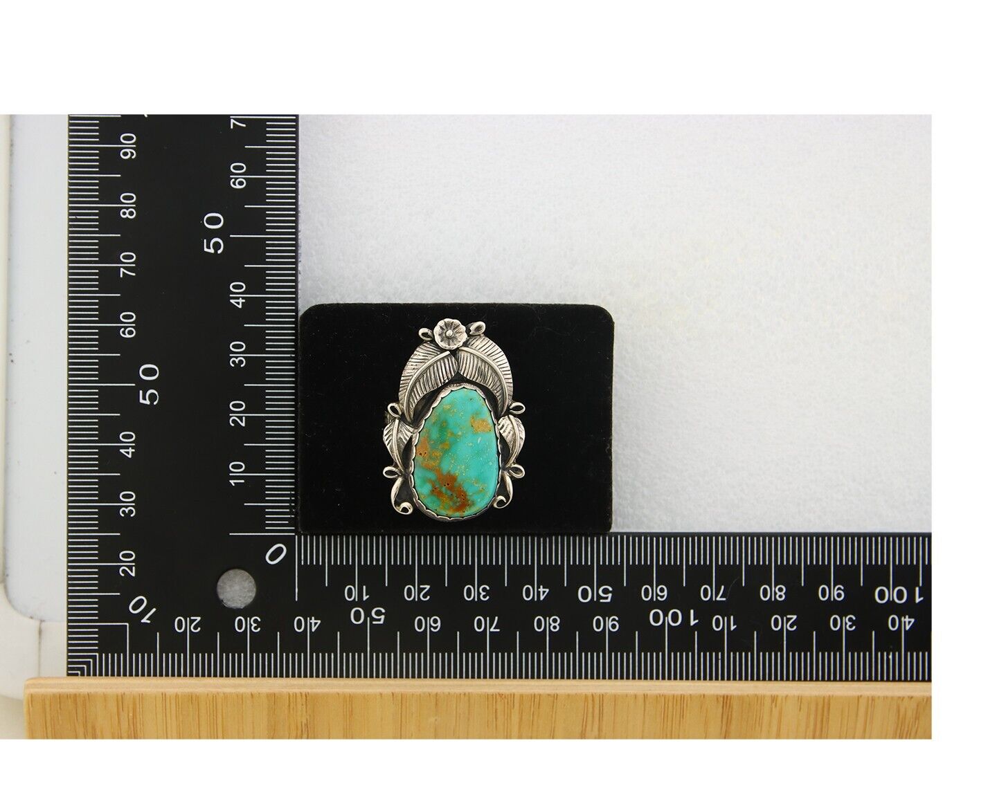 Navajo Ring 925 Sterling Natural Royston Turquoise Native Artist C.80's Size 7.0