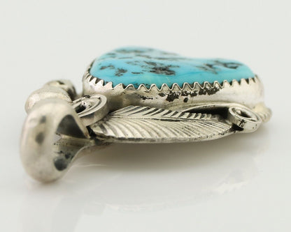 Navajo Pendant 925 Silver Sleeping B Turquoise Signed Justin Morris C.80's