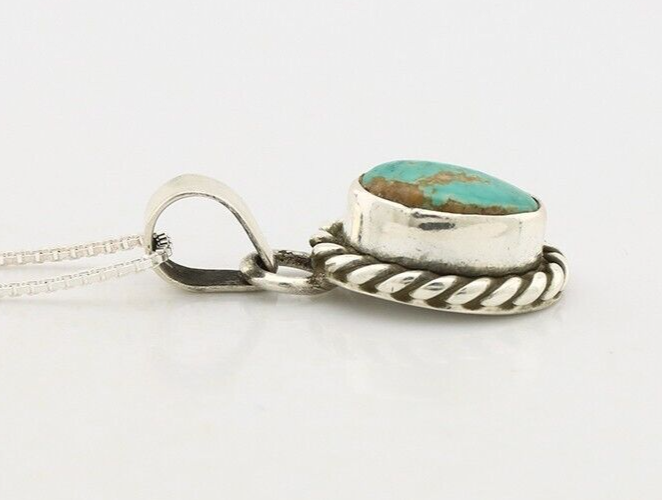 Navajo Necklace 925 Silver Natural Kingman Turquoise Native Artist C.2008