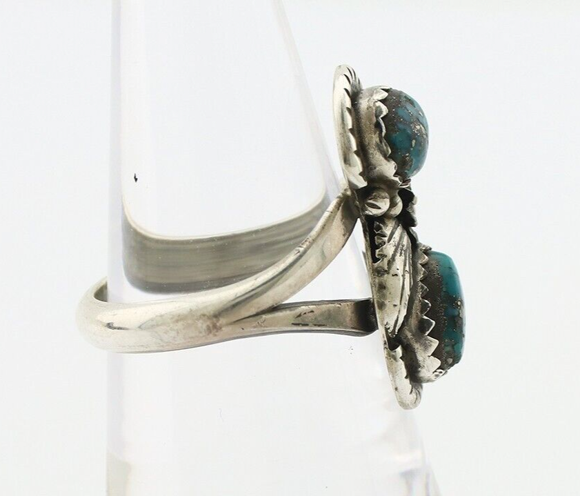 Navajo Ring 925 Silver Natural AAA Blue Morenci Turquoise Signed Tom Willeto C80