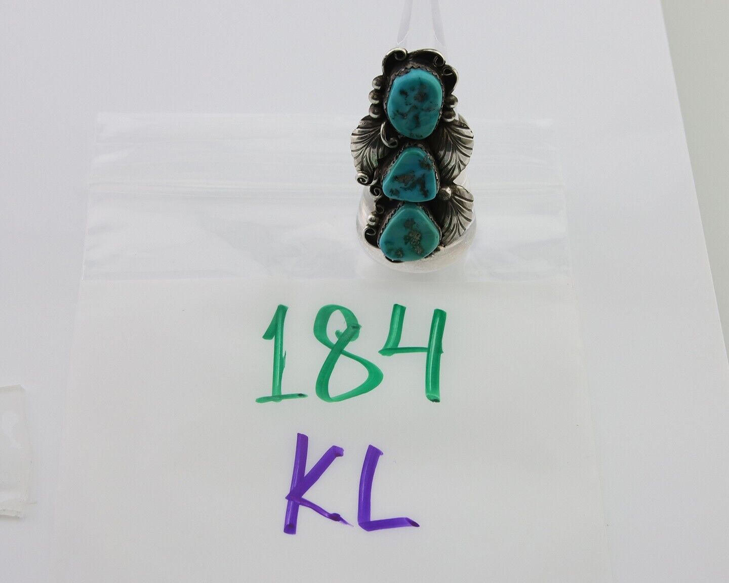 Navajo Handmade Ring 925 Silver Hand Cut Turquoise Native Artist C.80's