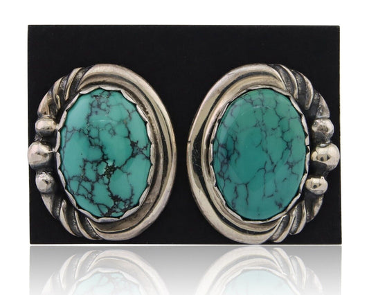 Navajo Paw Earrings 925 Silver Blue Turquoise Native American Artist C.80's