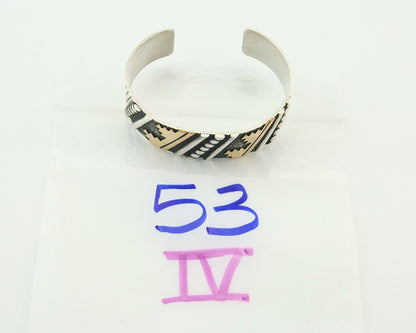 Navajo Bracelet Gold & 925 Silver Handmade 16mm Wide Artist Signed Thomas Singer