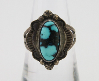 Navajo Handmade Ring 925 Silver Natural Turquoise Native Artist C.80's