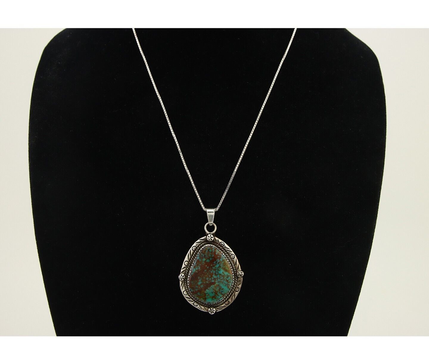 Navajo Necklace 925 Silver Natural Turquoise Artist Signed IJC C.80's