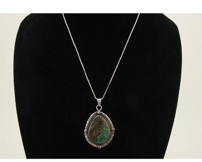 Navajo Necklace 925 Silver Natural Turquoise Artist Signed IJC C.80's