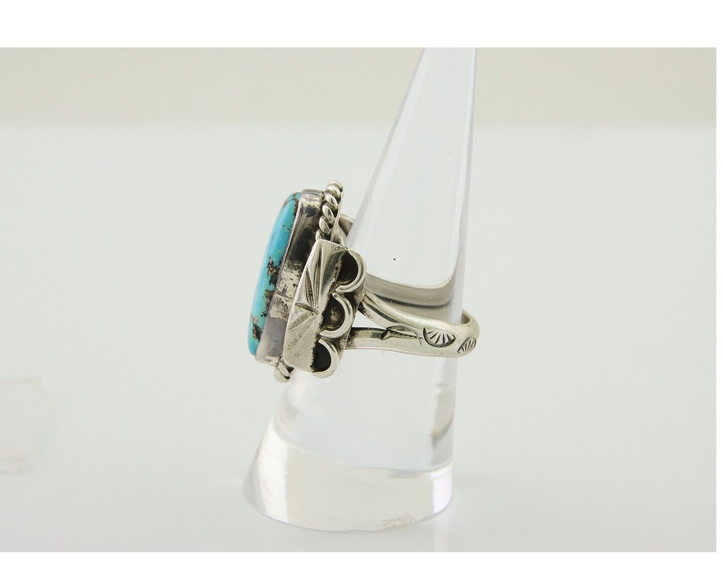 Navajo Ring .925 Silver Turquoise Artist Signed Fred Guerro C.80's