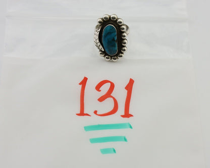 Navajo Ring 925 Silver Blue Turquoise Native American Artist C.80's