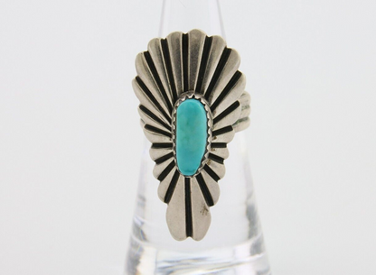 Navajo Ring 925 Silver Natural Turquoise Native American Artist Size 5.25