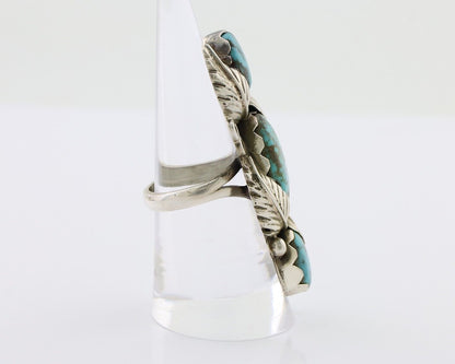 Navajo Ring 925 Silver Kingman Turquoise Native American Artist C.80's