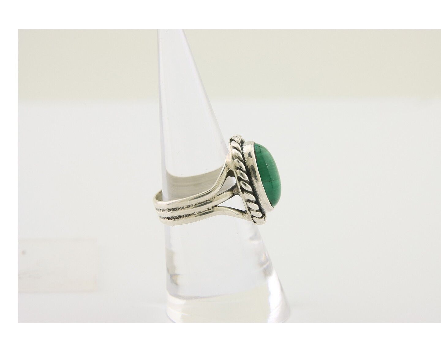 Navajo Ring 925 Silver Natural Malachite Native American Artist C.80's