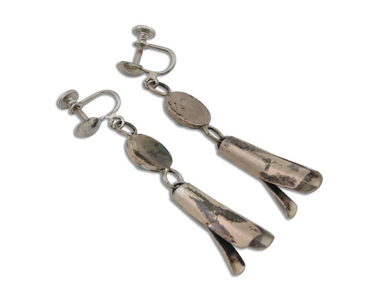 Navajo Paw Earrings 925 Silver Blue Turquoise Native American Artist C.80's