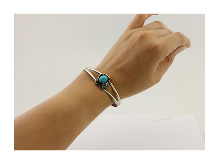 Navajo Handmade Bracelet 925 Silver Natural Blue Turquoise Native American C80's